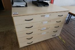 Light Beech Effect Timber 5-Drawer Plans Chest 1115 x 750 x 710mm, Lot Located in Block: 5 Room: 5