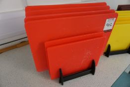 6no. Red Chopping Boards Complete with Stand, Lot Located in Block: 5 Room: 6