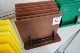 7no. Brown Chopping Boards Complete with Stand, Lot Located in Block: 5 Room: 6