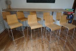 9no. Metal Frame Timber Bar Stools Complete with Metal Frame Timber Top Counter 3000 x 600mm, Lot