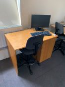 Beech Effect Desk, Chair & Monitor, Lot Located In; MAIN BUILDING, 1st Floor, Rooms off Art Wing,