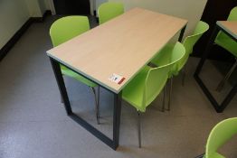 Metal-Frame Laminate Top Canteen Table 1200 x 600 mm with 4.no Green Plastic Chairs, Lot is