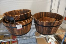 Quantity of Various Barrel Style Timber Buckets, Lot is Located Main Building, Room: Kitchen