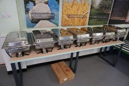 7no. Table Top Bain Marie Tins with Quantity of Burners and Unopened Box of 12no. Olympia Chafing