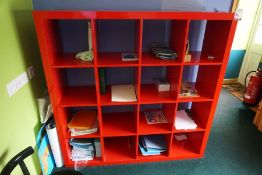 16-Section Red Vinyl Storage Unit 1500 x 1500 x 390mm, Lot Located in Block: 6 Room: 2