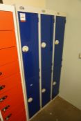 3no. 2 Section Metal Lockers, Not all Keys Present, Lot is Located Main Building, Room: Kitchen