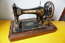 Vintage Hand Operated Singer Sewing Machine, Lot Located in Block: 5 Room: 7