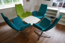 4no. Bucket Swivel Chairs Complete with Metal Frame Low Level Table 680 x 680mm, Lot Located in