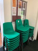22no. Green Plastic Stacking Chairs & Soraya Noticeboard (no key), Lot Located In; MAIN BUILDING,
