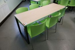 Metal-Frame Laminate Top Canteen Table 1800 x 600 mm with 6.no Green Plastic Chairs, Lot is