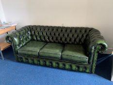Green Chesterfield Style 3-Seater Sofa, Lot Located In; MAIN BUILDING, Ground Floor, Reception