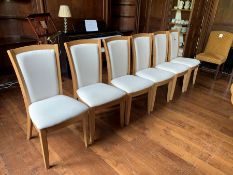 6no. Light Upholstered Hardwood Framed Dining Chairs, Lot Located In; MAIN BUILDING, Ground Floor,