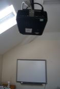 BenQ MP622 Suspended Projector and 64" Smart Board Interactive Whiteboard, Missing Pens and