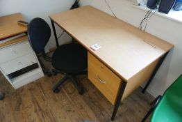 Single Door Beech Effect Timber Desk with Mobile Office Chair, Lot Located in Block: 5 Room: 5