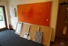 1no. Wall Hung Notice Board 2400 x 1200mm, 4no. Notice Boards 900 x 600mm & Clock, Lot Located in