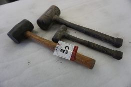 3no. Various Rubber Headed Mallets