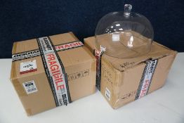 2no. Boxed and Unused Genware Glass Cake Stand Covers