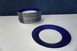 10no. Blue Rim Side Plates 170mm dia