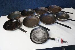 9no. Various Size Frying Pans