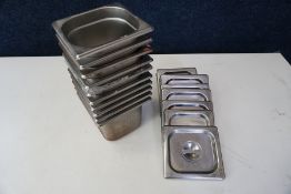 10no. Gastronorm Pans Complete with Lids 135 x 150 x 150mm