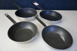 2no. Prepara 280mm Non Stick Pans and 2no. Genware 240mm Non Stick Pans