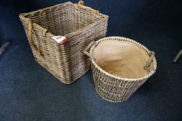 2no. Wicker Log Baskets as Lotted