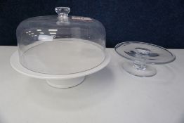 Plastic Cake Stand with Lid and Glass Cake Stand