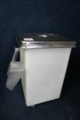 Mobile Storage Bin with Stainless Steel Lid and Scoop