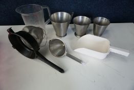 Pack of Various Kitchen Items Comprising; 2no. Various Seives, 3no. Stainless Steel Jugs, 3.8L