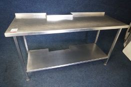 2-Tier Stainless Steel Prep Table with Splashback 1600 x 910 x 600mm