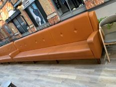 Light Brown Faux Leather Sofa Seating Section, This Lot is One Piece and Does Not Disassemble