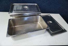 5no. Gastronorm Pans Complete with Lids 500 x 300 x 150mm