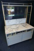 Marble Top Glass Back Timber Waiter Station 1260 x 1900 x 610mm