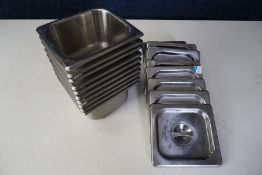 10no. Gastronorm Pans Complete with Lids 135 x 150 x 100mm