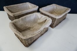 3no. Decorative Wicker Baskets as Lotted