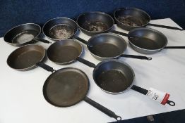 10no. Various Size Frying Pans