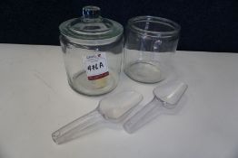 2no. Glass Jars with 1no. Airtight Lid and 2no. Plastic Scoops as Lotted