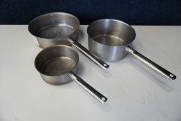 3no. Various Size Stainless Steel Commercial Pans