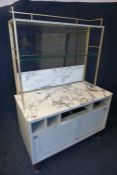 Marble Top Glass Back Timber Waiter Station 1260 x 1900 x 610mm