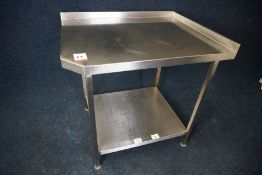 2-Tier Stainless Steel Corner Prep Table with Splashback 1000 x 950 x 800mm