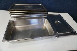 5no. Gastronorm Pans Complete with Lids 500 x 300 x 100mm