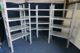 4no. Bays of Lighweight Shelving as Lotted, Each Bay 970 x 1980 x 500mm