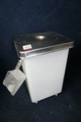 Mobile Storage Bin with Stainless Steel Lid and Scoop