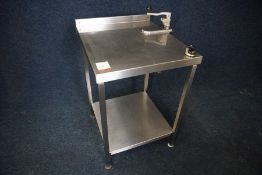 2-Tier Stainless Steel Prep Table with Splashback Complete with Manual Tin Opener and Knife