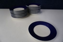 20no. Blue Rim Side Plates 170mm dia