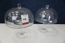 2no. Glass Cake Stands Complete with Glass Lids