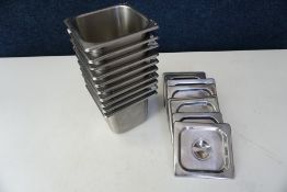 10no. Gastronorm Pans Complete with Lids 135 x 150 x 150mm