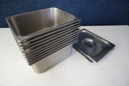 10no. Gastronorm Pans with 2no. Lids 240 x 300 x 150mm