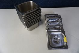 10no. Gastronorm Pans Complete with Lids 135 x 150 x 100mm