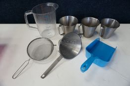 Pack of Various Kitchen Items Comprising; 2no. Various Seives, 3no. Stainless Steel Jugs, 3.8L